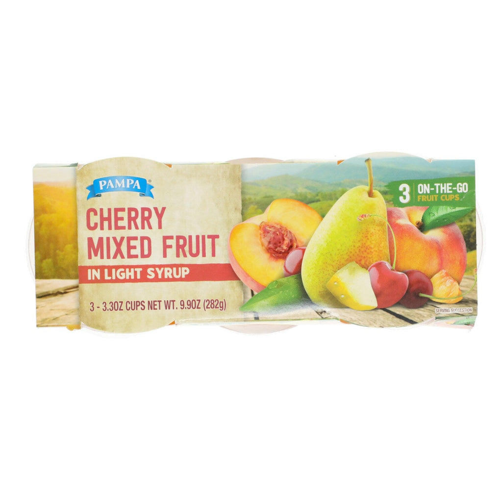 Pampa Cherry Mixed Fruit In Light Syrup, 3 ct. , 3.3 oz.