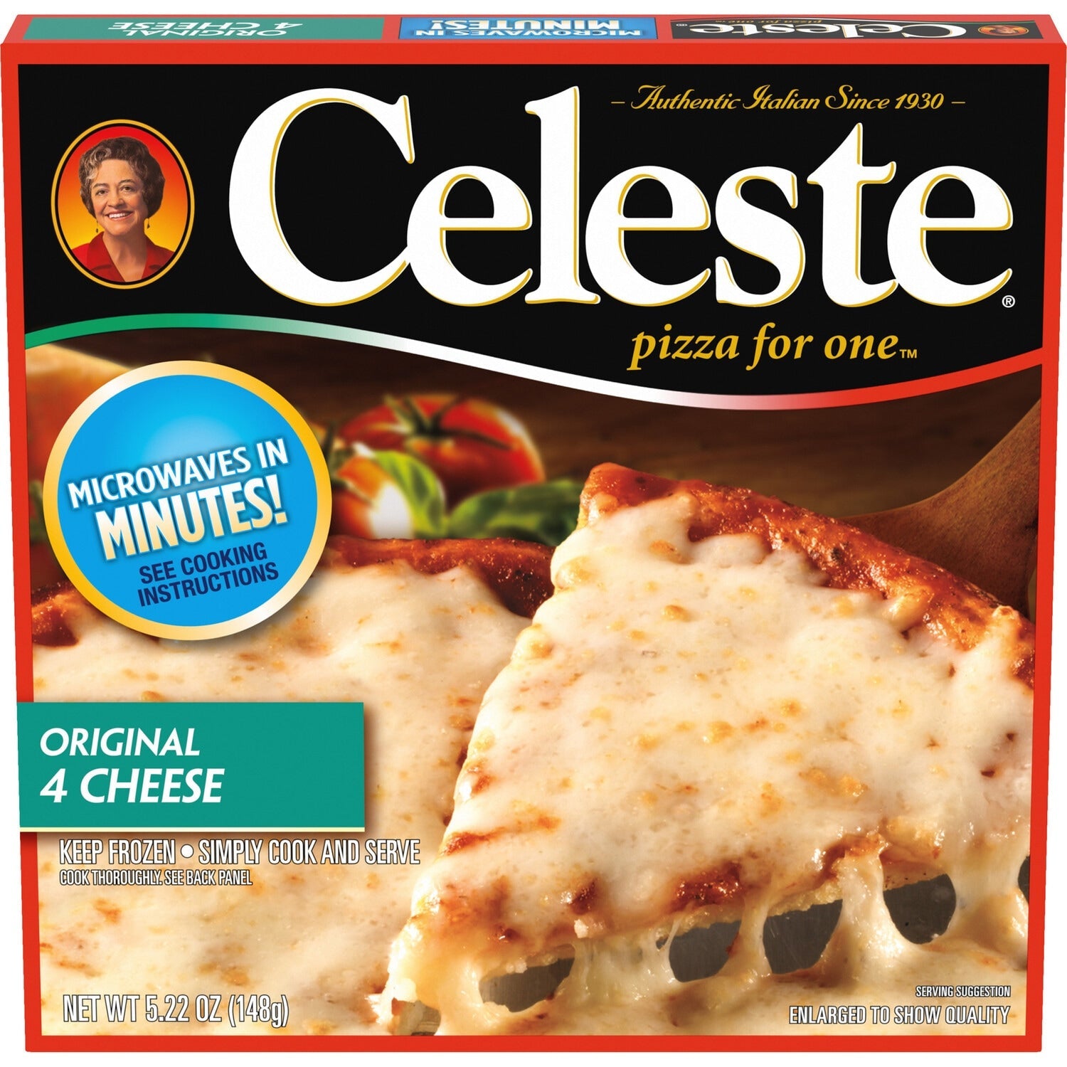 Celeste Original 4 Cheese Pizza for One, Individual Microwavable Frozen Pizza, 5.22 oz.
