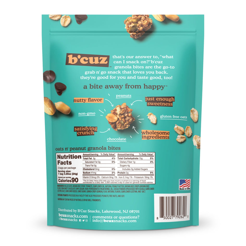 B'cuz Oats nâ Peanut Granola Bites, 2.6-oz. Bag