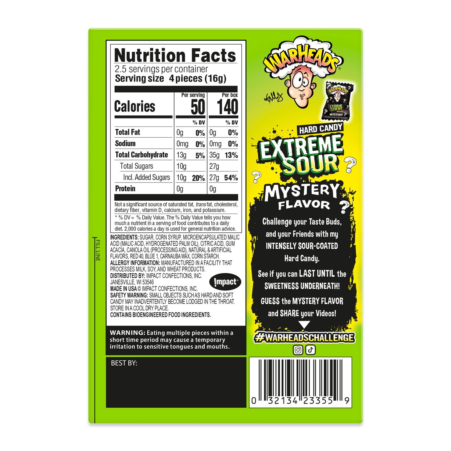 Warheads Extreme Sour Mystery Hard Candy, 1.5 oz.