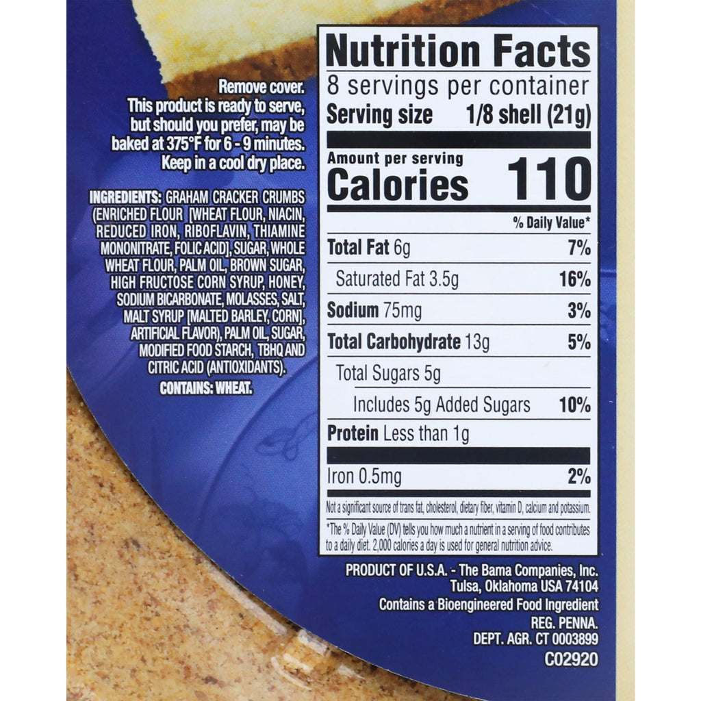 Bama 9-in. Graham Cracker Pie Crust, 6 oz.