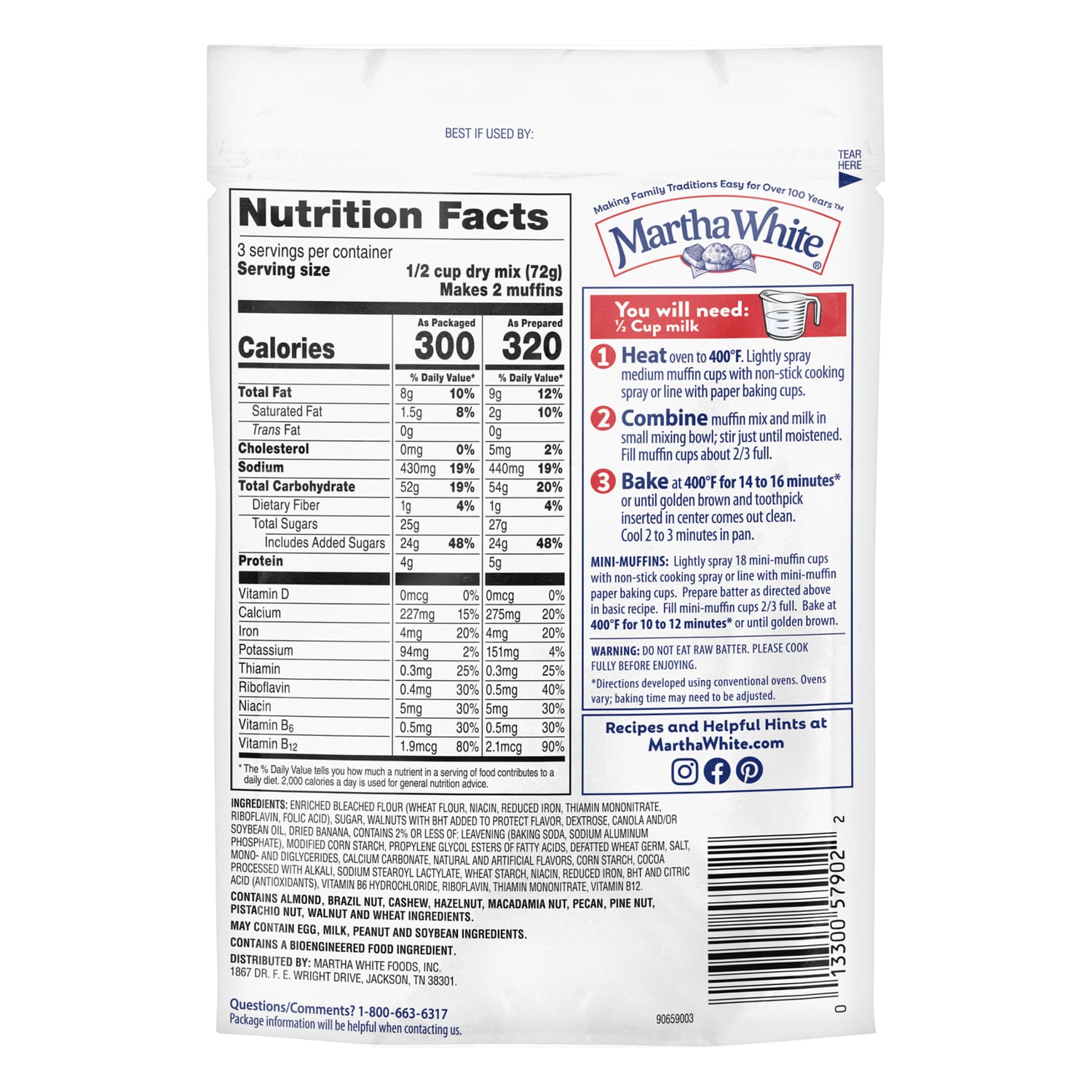 Martha White Banana Nut Muffin Mix, 1-ct.