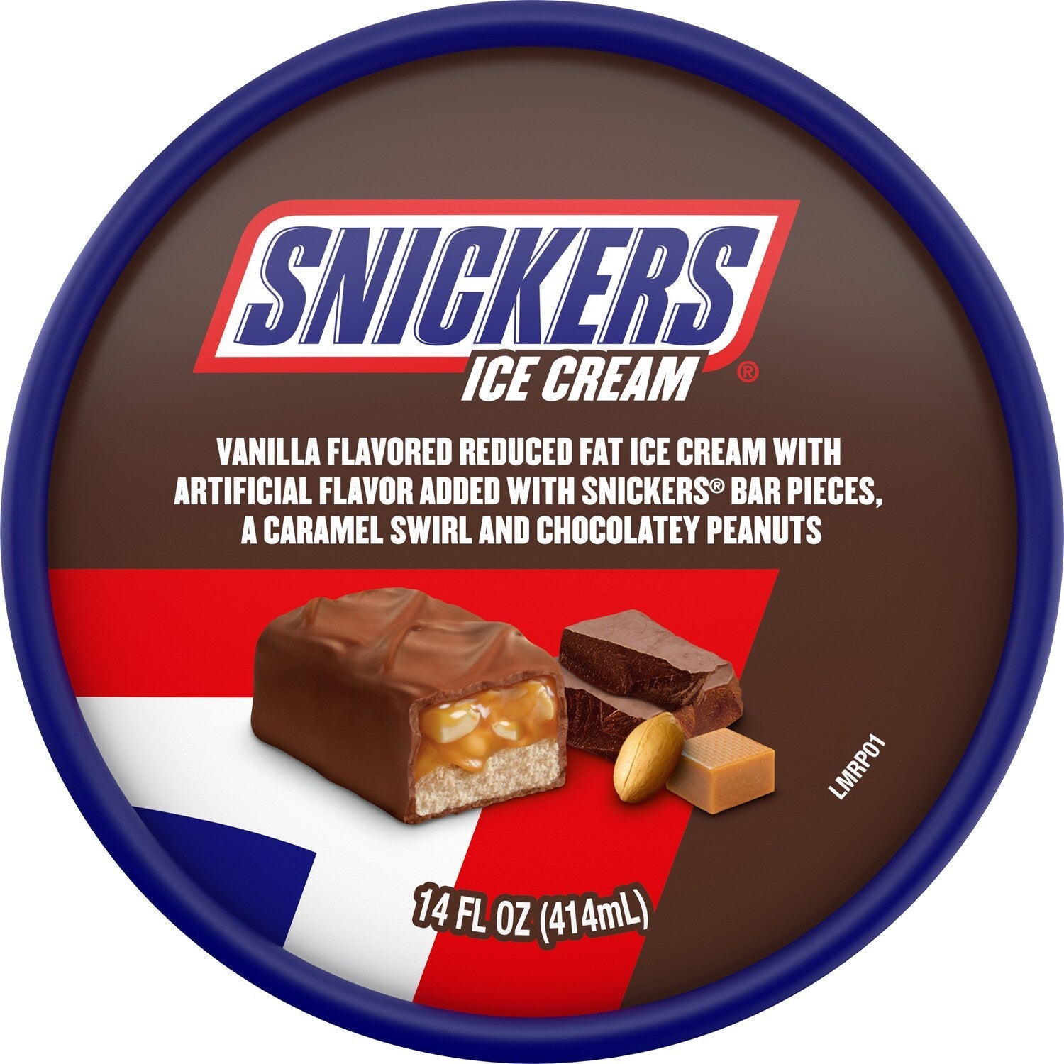 Snickers Ice Cream Reduced Fat Vanilla Ice Cream, Caramel, and Snickers Candy Bar Pieces, 14 Oz