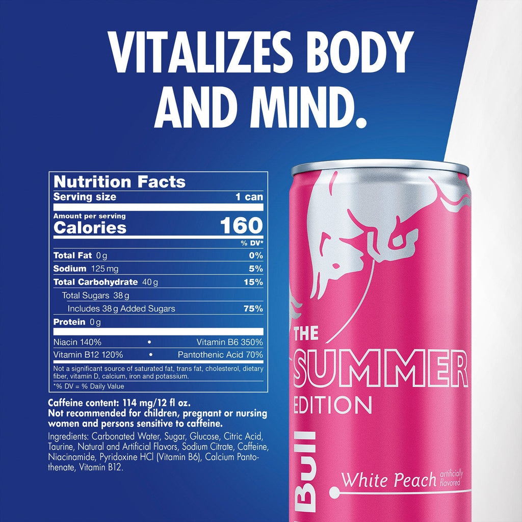 Red Bull Summer Edition White Peach Flavored Energy Drink, 1-ct.