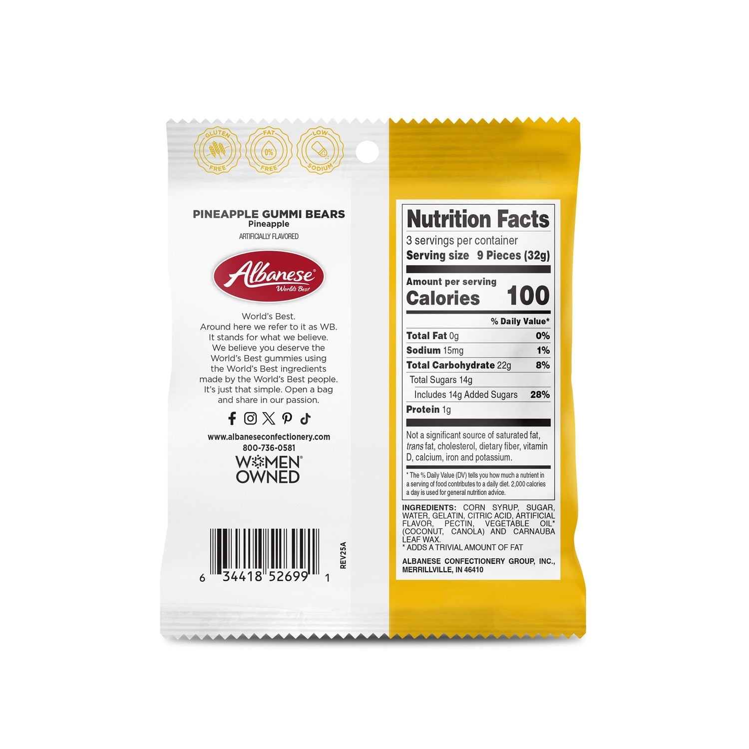 Albanese Pineapple Gummi Bears, 1-ct.