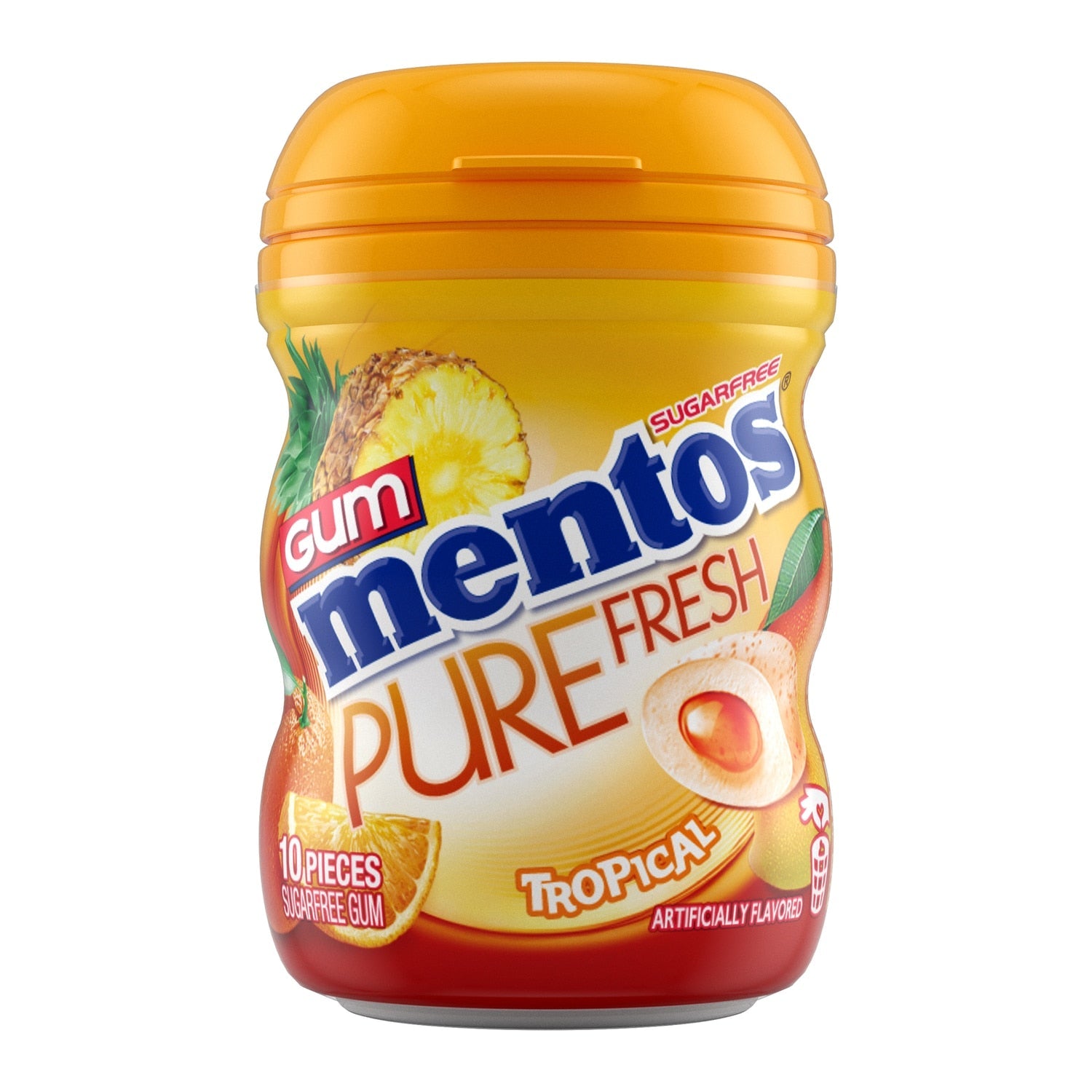Mentos Sugar-Free Tropical Flavored Gum, 10-pc Pack.