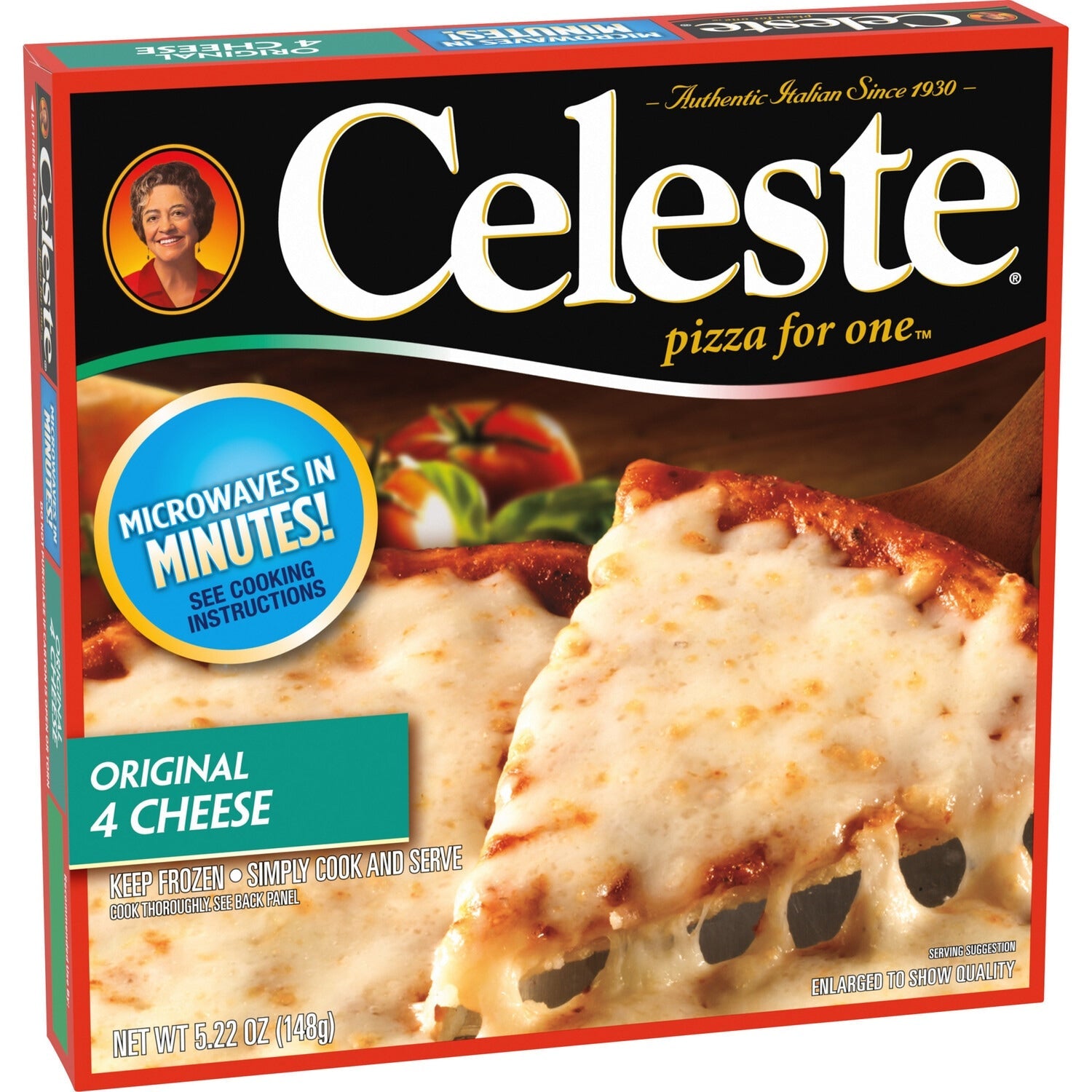 Celeste Original 4 Cheese Pizza for One, Individual Microwavable Frozen Pizza, 5.22 oz.