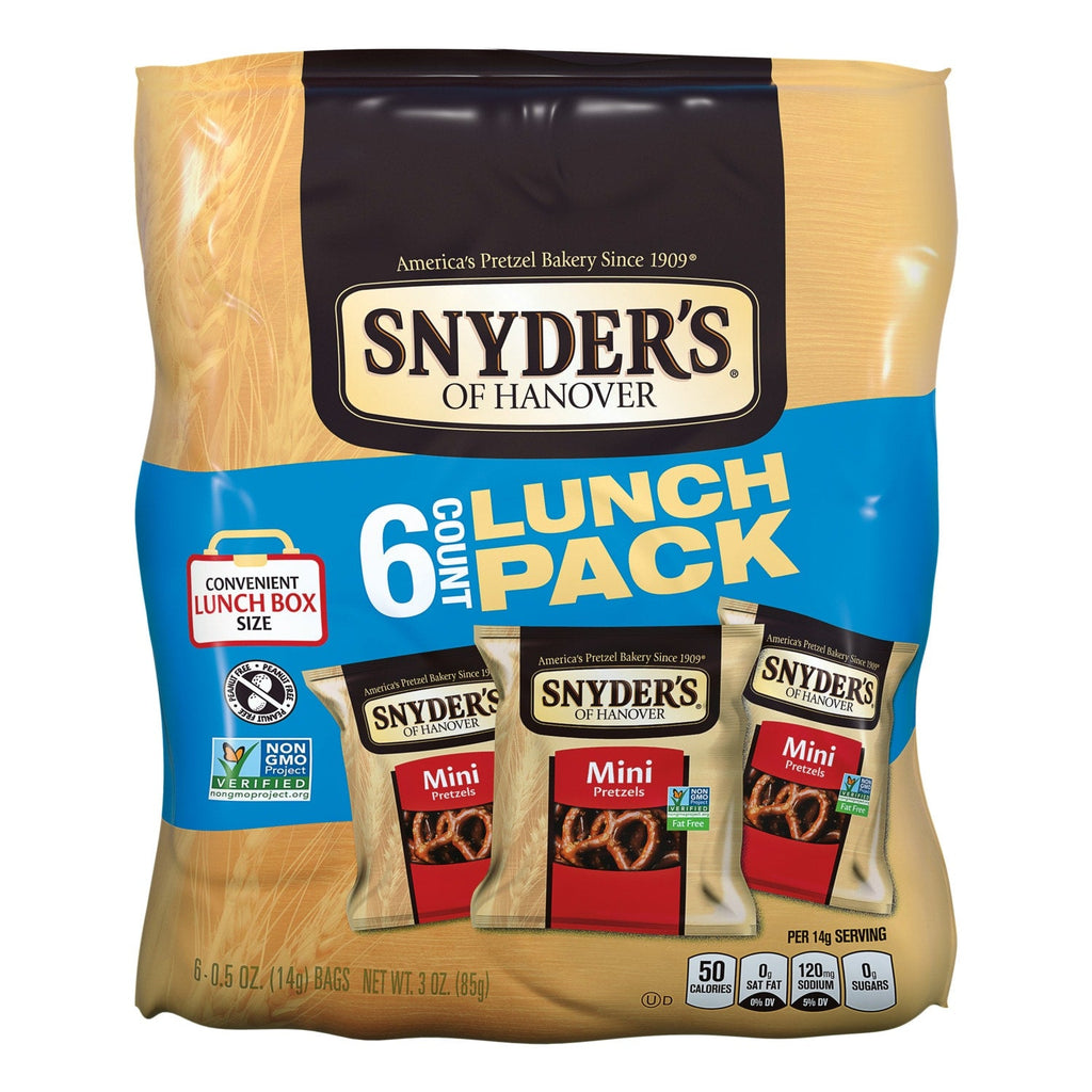 Snyder's of Hanover, Mini Pretzels, Lunch-Box Sized Snack Packs, 6 Pack