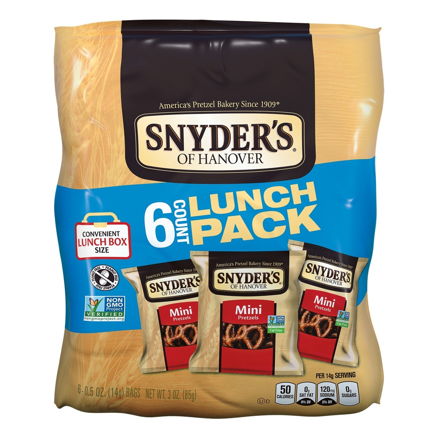Snyder's of Hanover, Mini Pretzels, Lunch-Box Sized Snack Packs, 6 Pack
