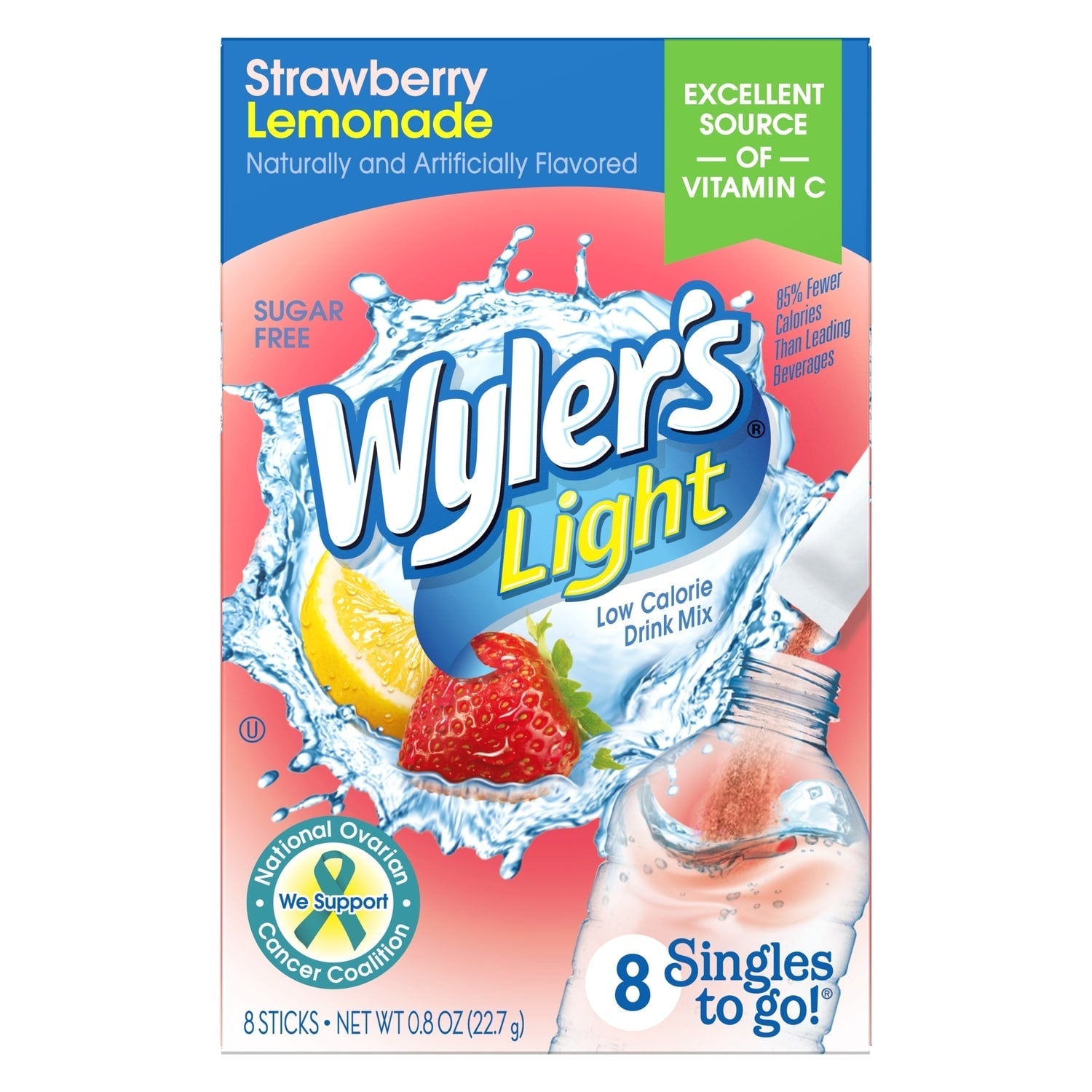 Wyler's Light Strawberry Lemonade Drink Mix, 8-pc Pack.