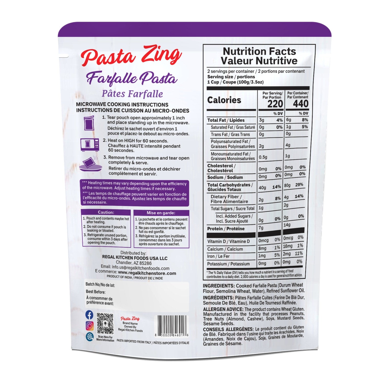 Pasta Zing Farfalle Pasta, 1-ct.