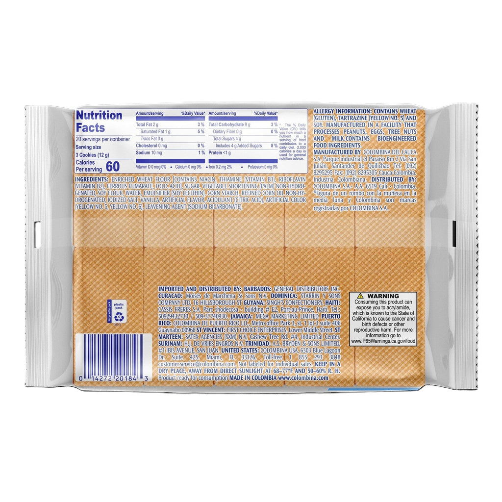Colombina Sugar Wafer Cookies - Vanilla, 20 ct.