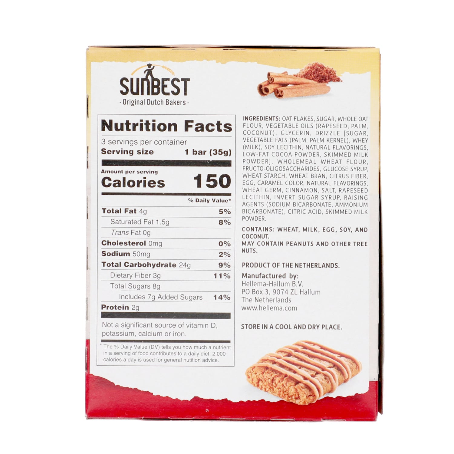 Sunbest Cinnamon Brown Sugar Oatmeal Square Bars, 3-pc Pack.