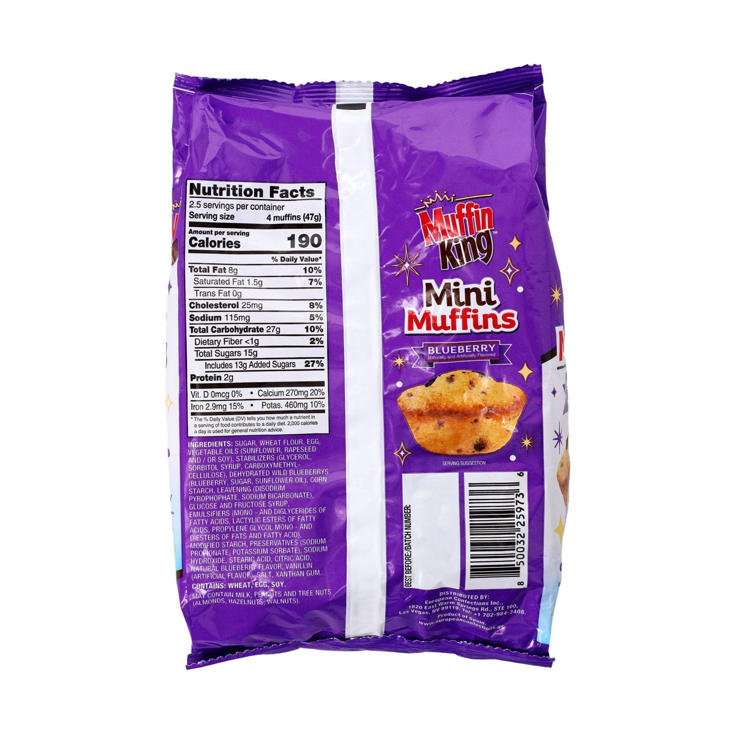 Muffin King Blueberry Mini Muffins, 10-pc Pack.
