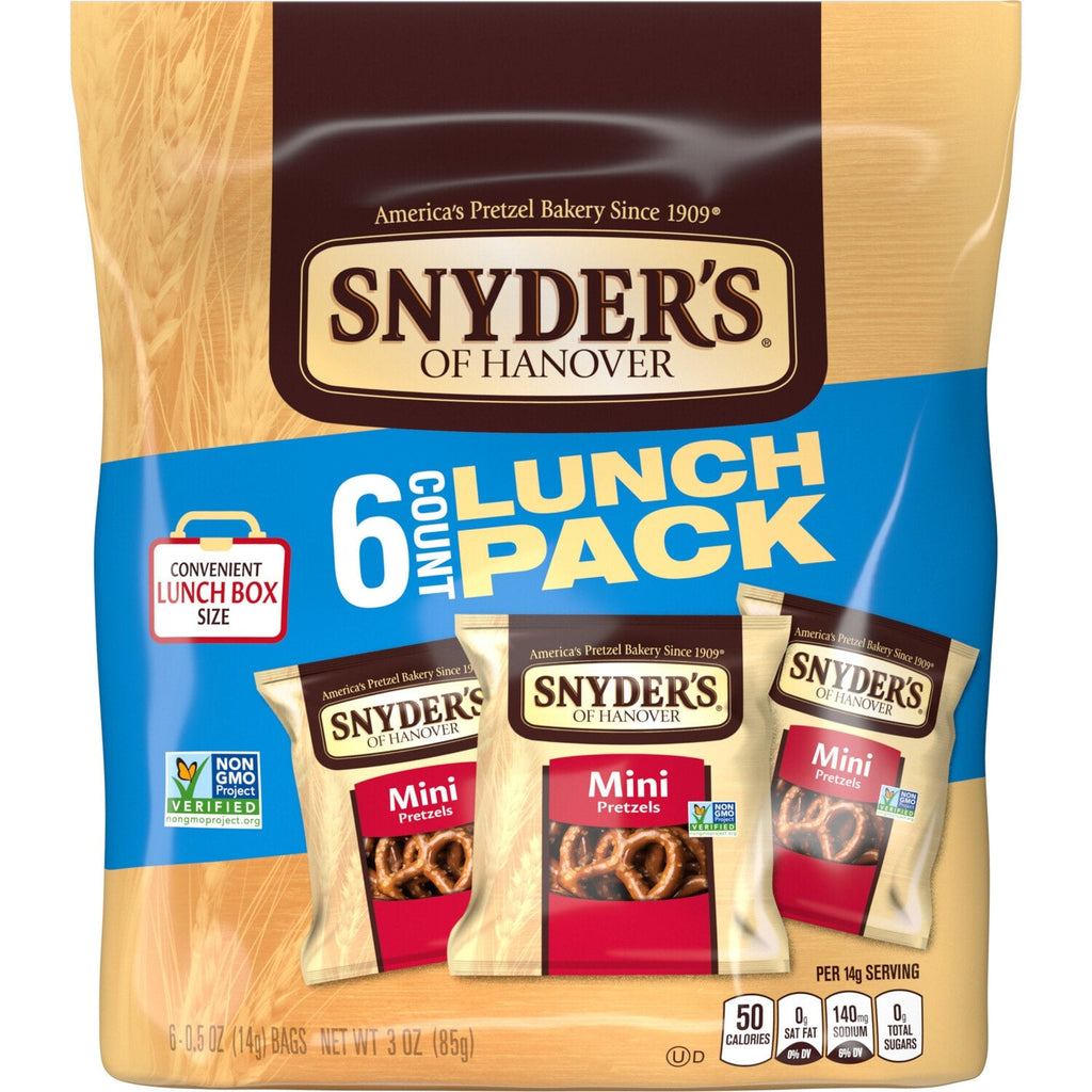 Snyder's of Hanover, Mini Pretzels, Lunch-Box Sized Snack Packs, 6 Pack