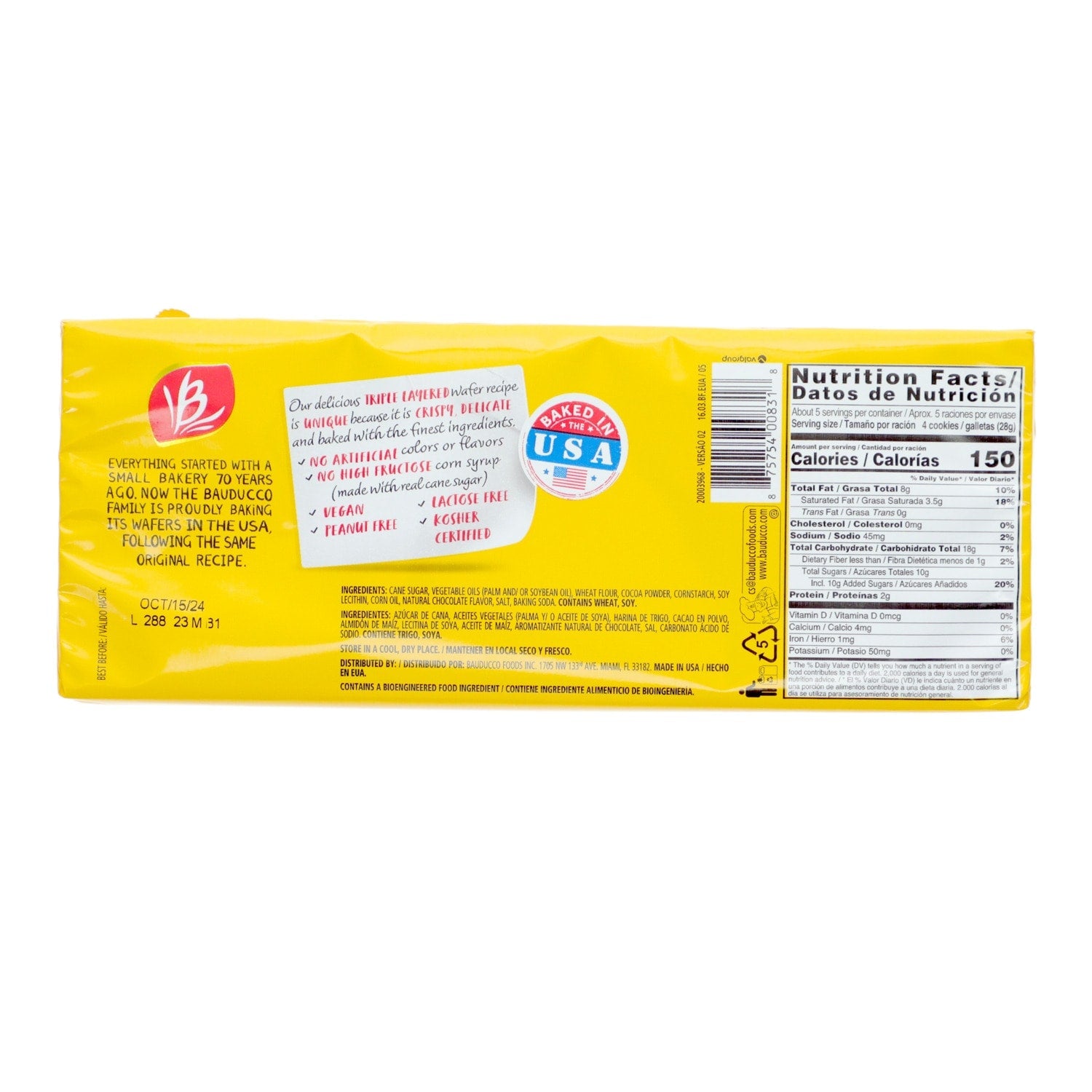 Bauducco Chocolate Wafers, 5 oz.