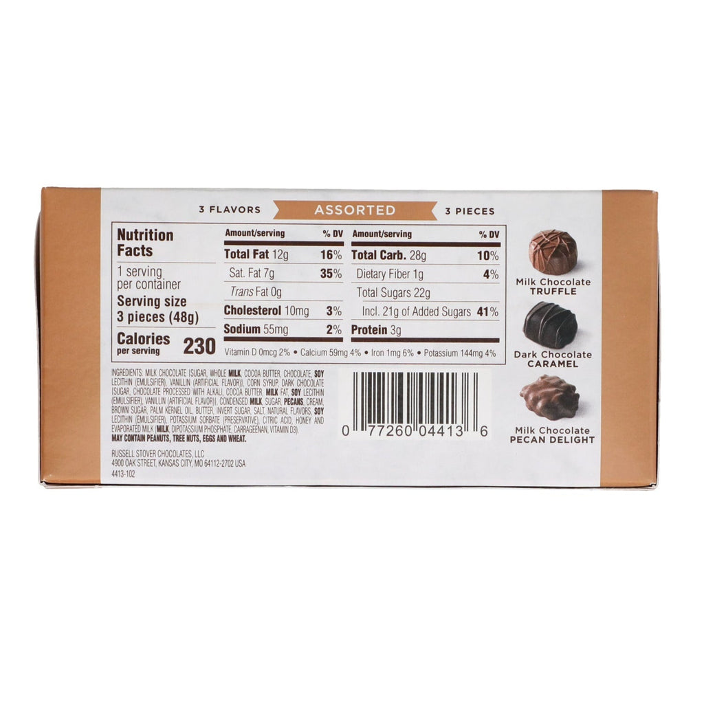 Russell Stover Christmas Assorted Milk &amp; Dark Chocolate Candy Gift Box, 1.7 oz.