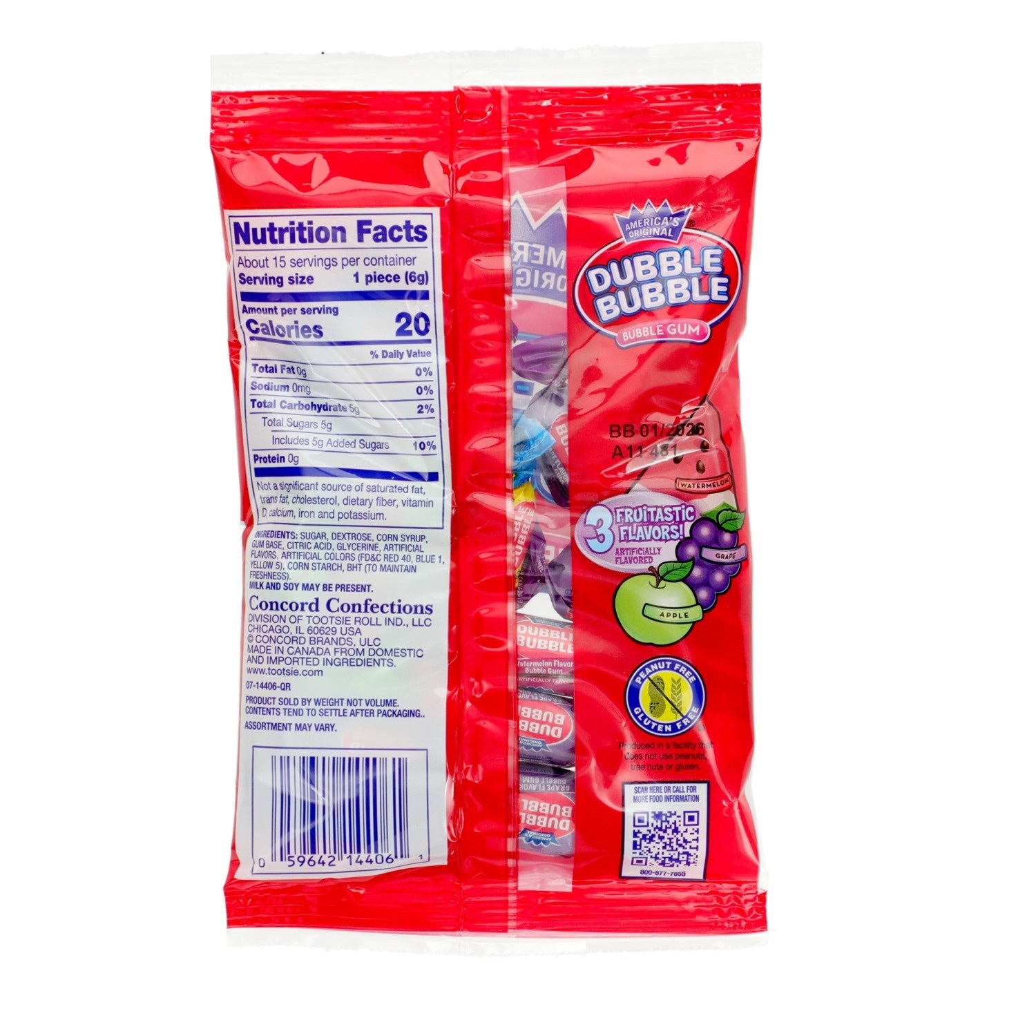 Dubble Bubble Assorted 3-Flavored Bubble Gum Candies, 3.3-oz.