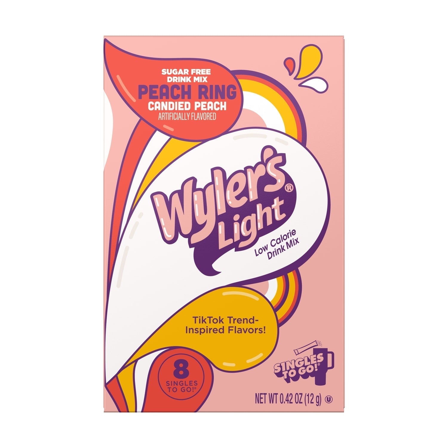 Wyler's Light Candied Peach Flavor Low Calorie Drink Mix, 8-pc Pack.