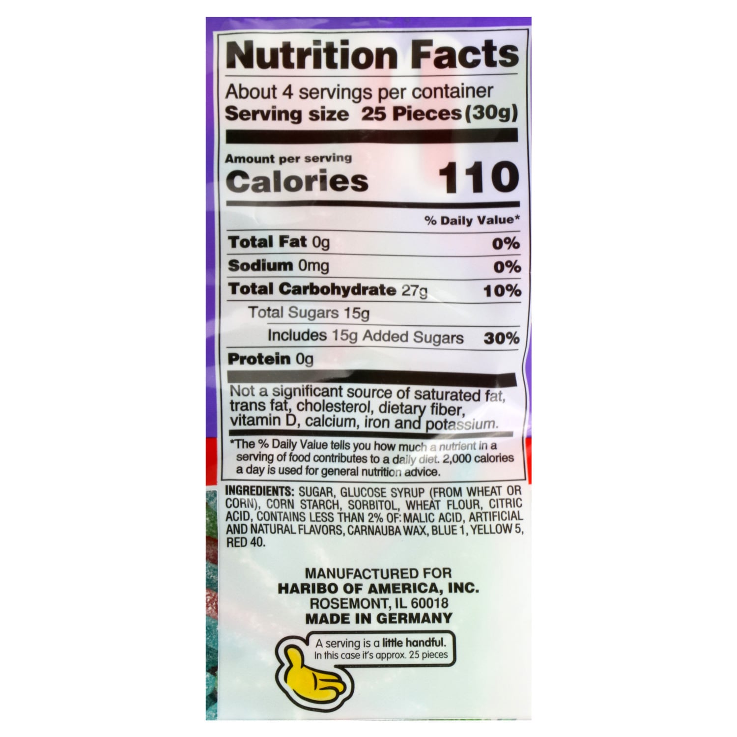 Haribo Sour S'ghetti Candy Strings, 4-oz.