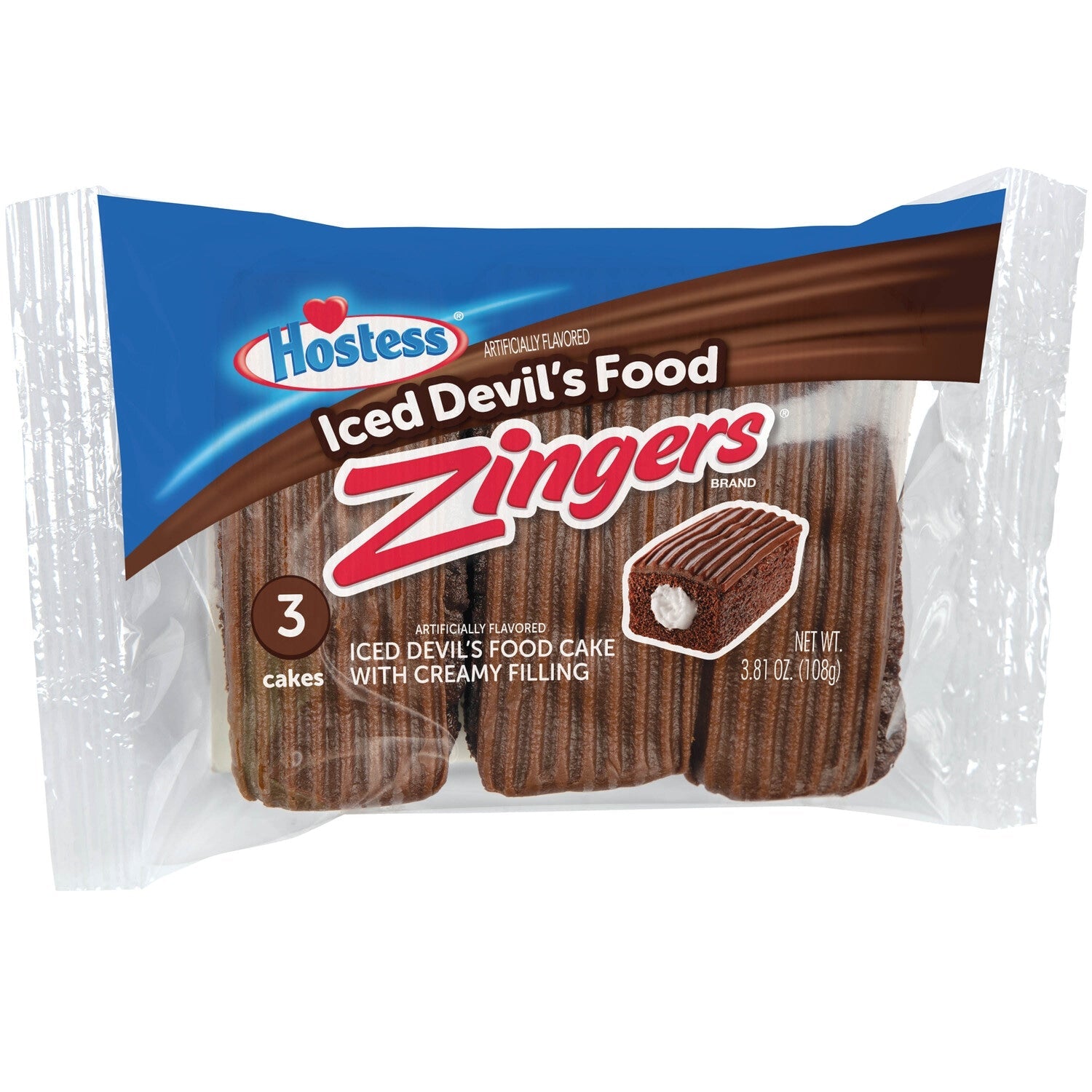 Hostess Iced Devil's Food Cake, 3-pc Pack.