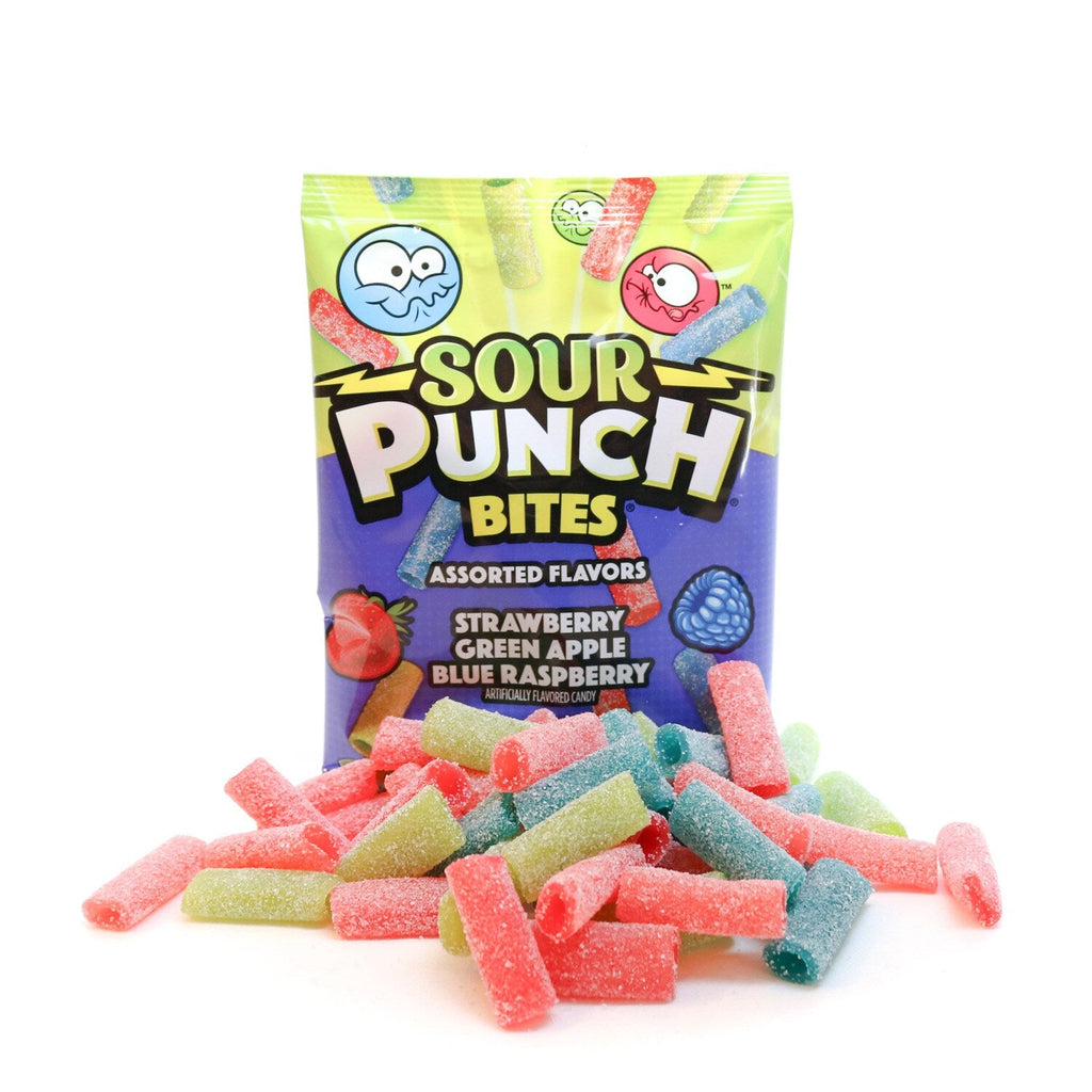 Sour Punch Bites Assorted Fruity Flavors Chewy Candy, 3.7-oz Bag