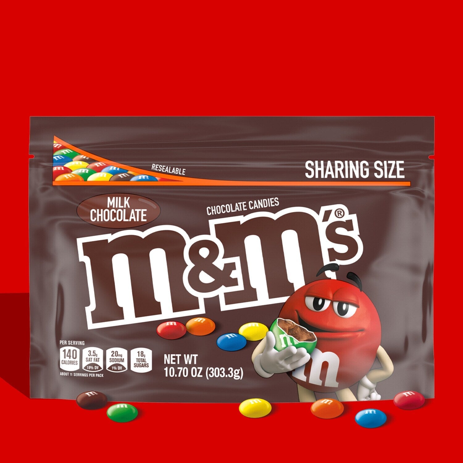 M&amp;M'S Milk Chocolate Candy, Sharing Size, 10-oz. Resealable Bag