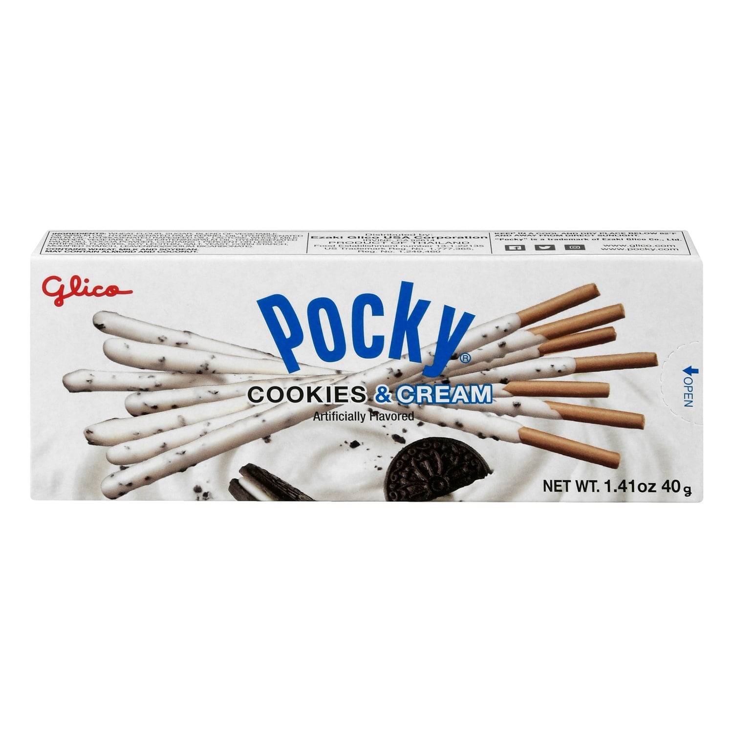 Glico Pocky Cookies and Cream Covered Biscuit Sticks, 1.41 oz.