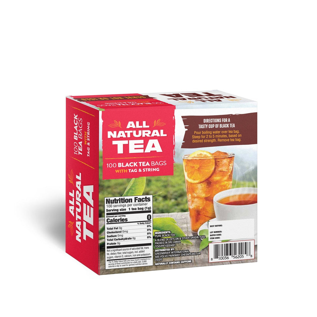 All Natural Black Tea Bags with Tag and String, 100 ct.