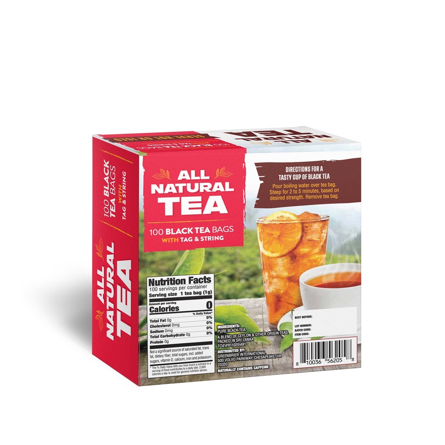 All Natural Black Tea Bags with Tag and String, 100 ct.