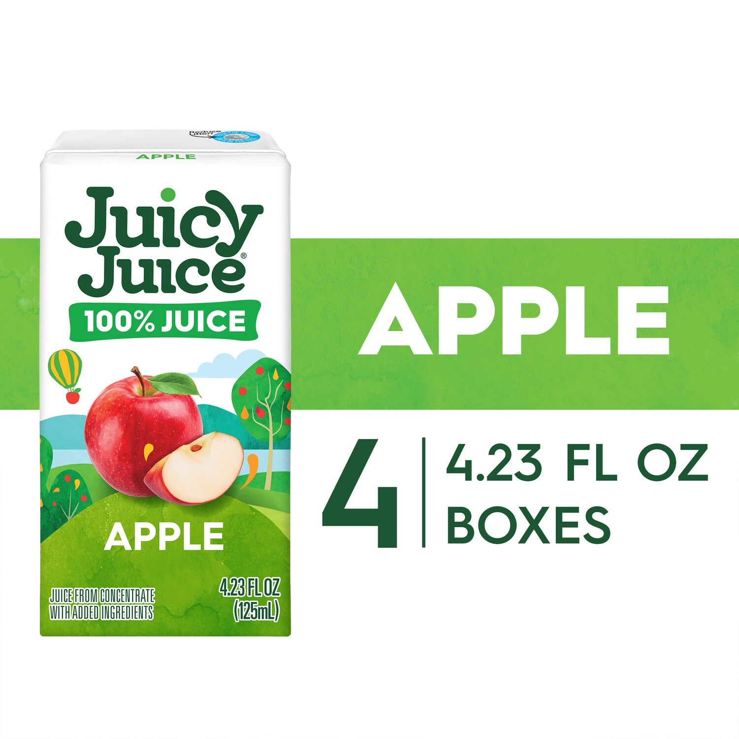 Juicy Juice Apple Juice, 100% Juice, 4 Count, 4.23 Fl. oz.