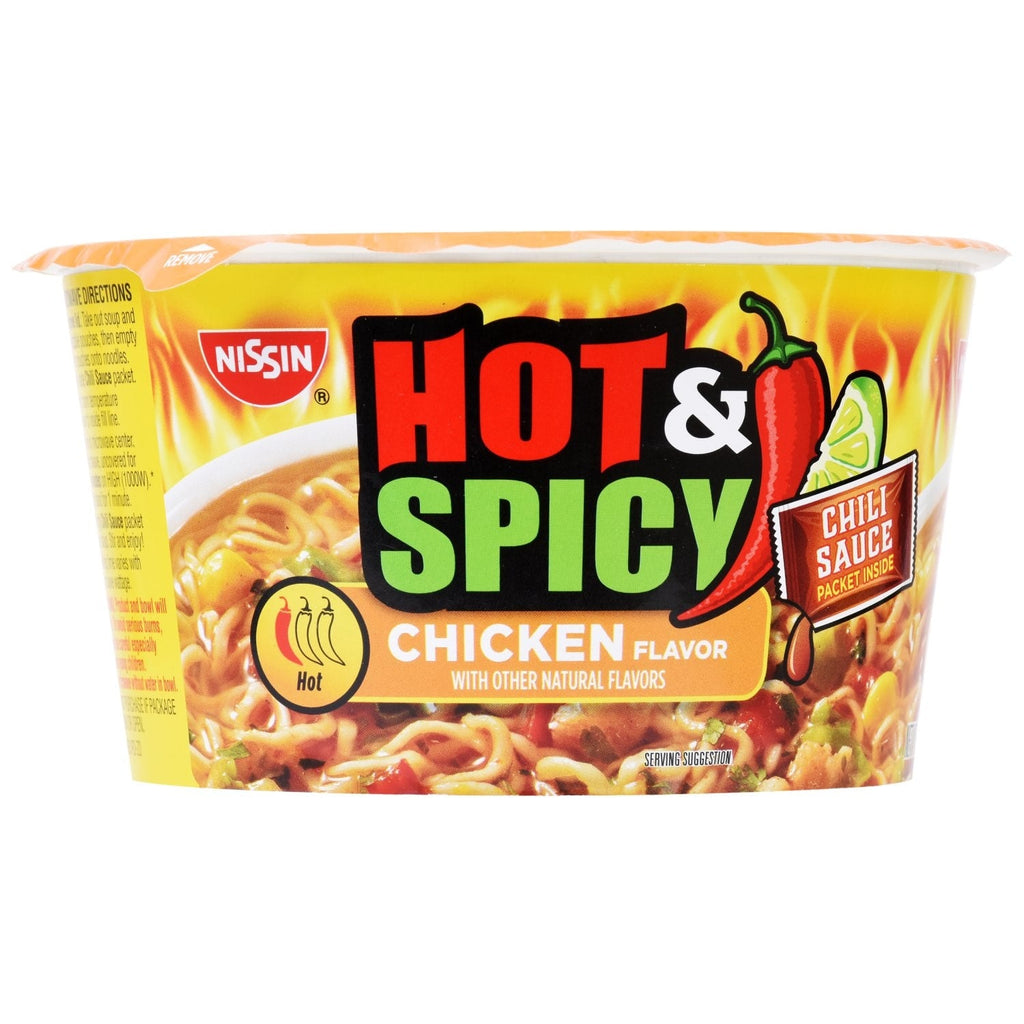 Nissin Hot &amp; Spicy Noodle Bowls with Chicken, 3.32 oz.