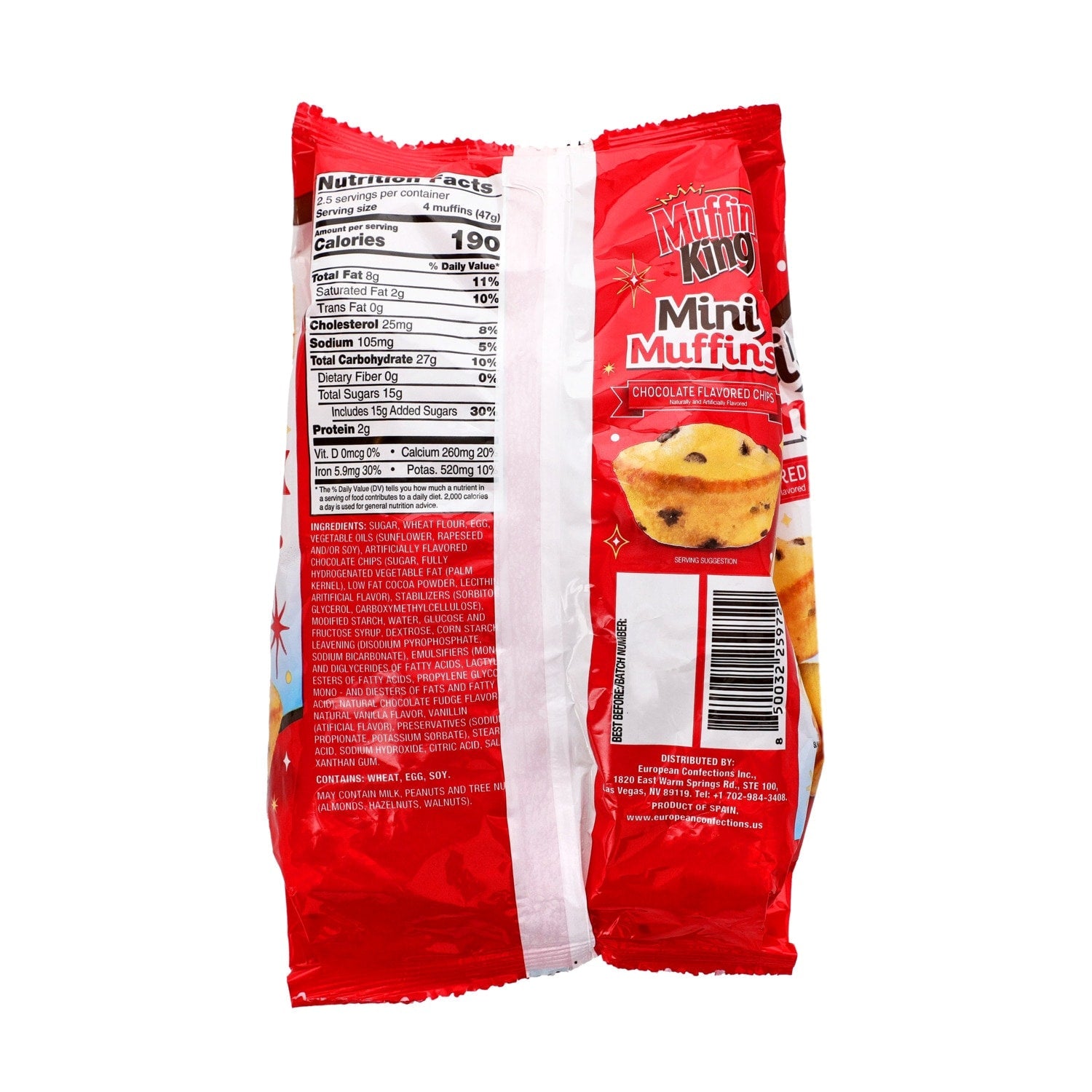 Muffin King Chocolate Chip Flavored Mini Muffins, 10-pc Pack.