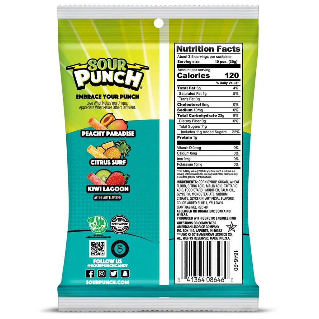 Sour Punch Bites Tropical Blends Chewy Candy Pieces, 3.7-oz. Bag