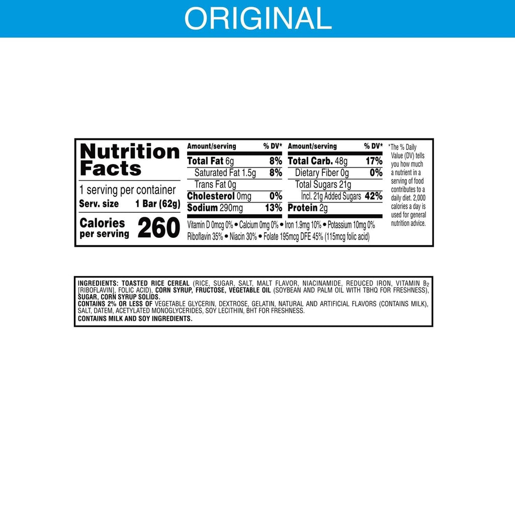 Kellogg's Rice Krispies Treats Marshmallow Snack Bar Original, 2.2 oz.
