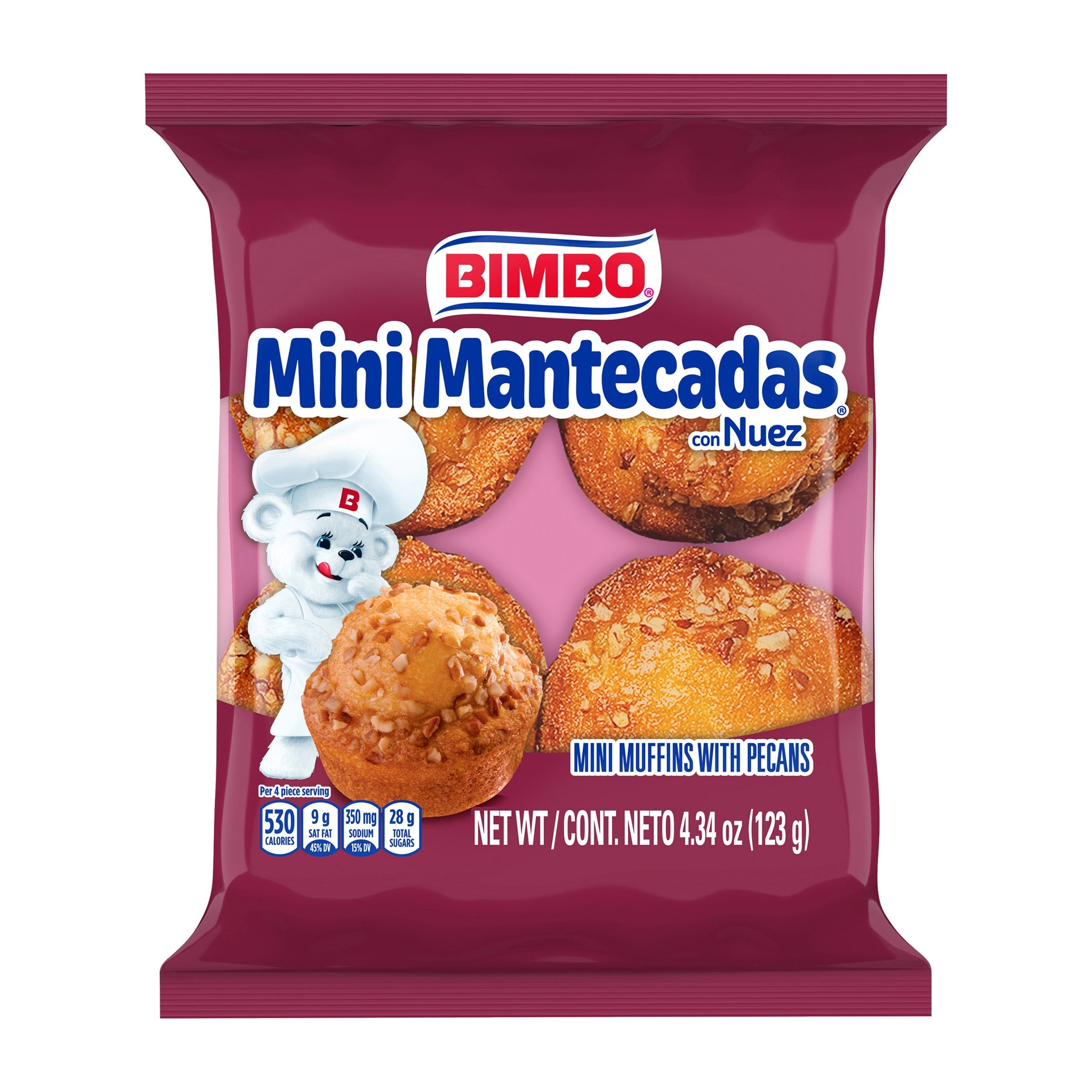 Bimbo Mini Muffins with Pecans, 4-pc Pack.