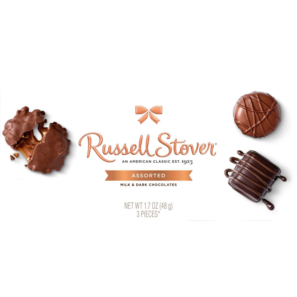 Russell Stover Christmas Assorted Milk &amp; Dark Chocolate Candy Gift Box, 1.7 oz.