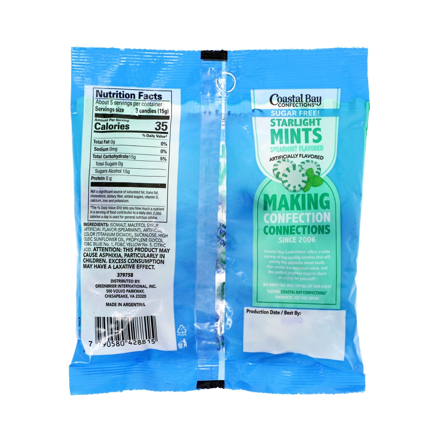 Coastal Bay Sugar-free Spearmint Starlight Mints, 1-ct.