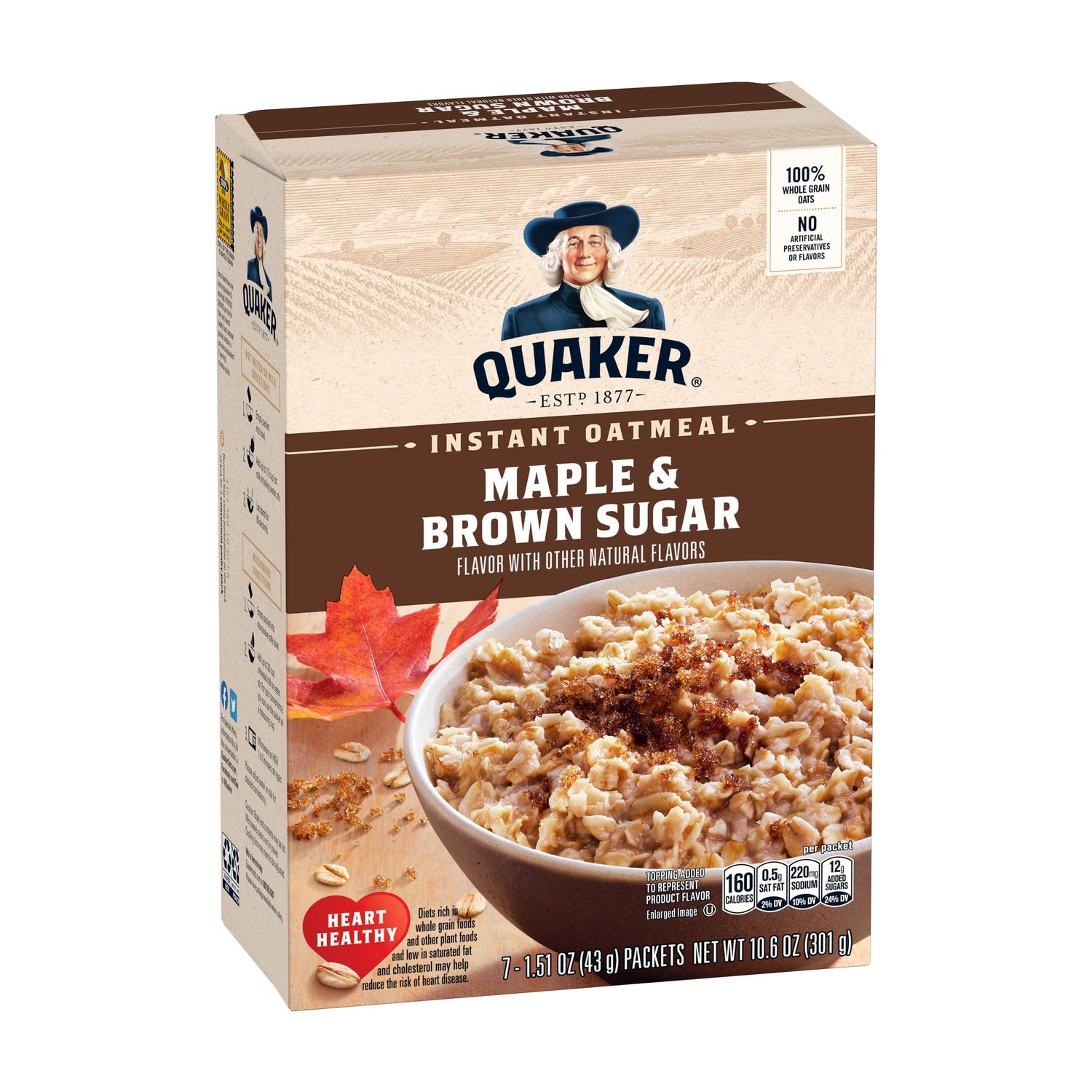 Quaker Instant Oatmeal Maple &amp; Brown Sugar, 7-ct. Pack