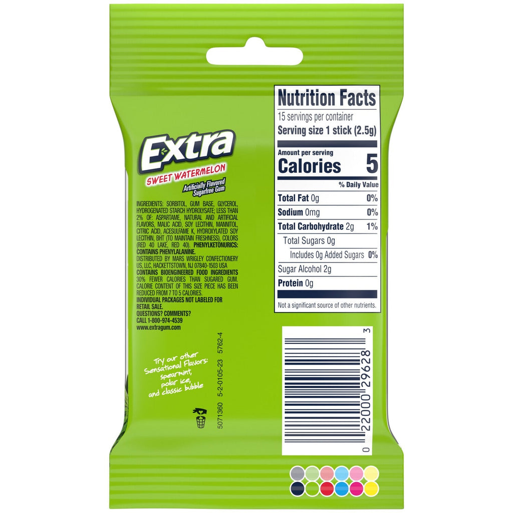 Wrigley's Extra Long Lasting Watermelon Flavored Gum, 3-pc Pack.