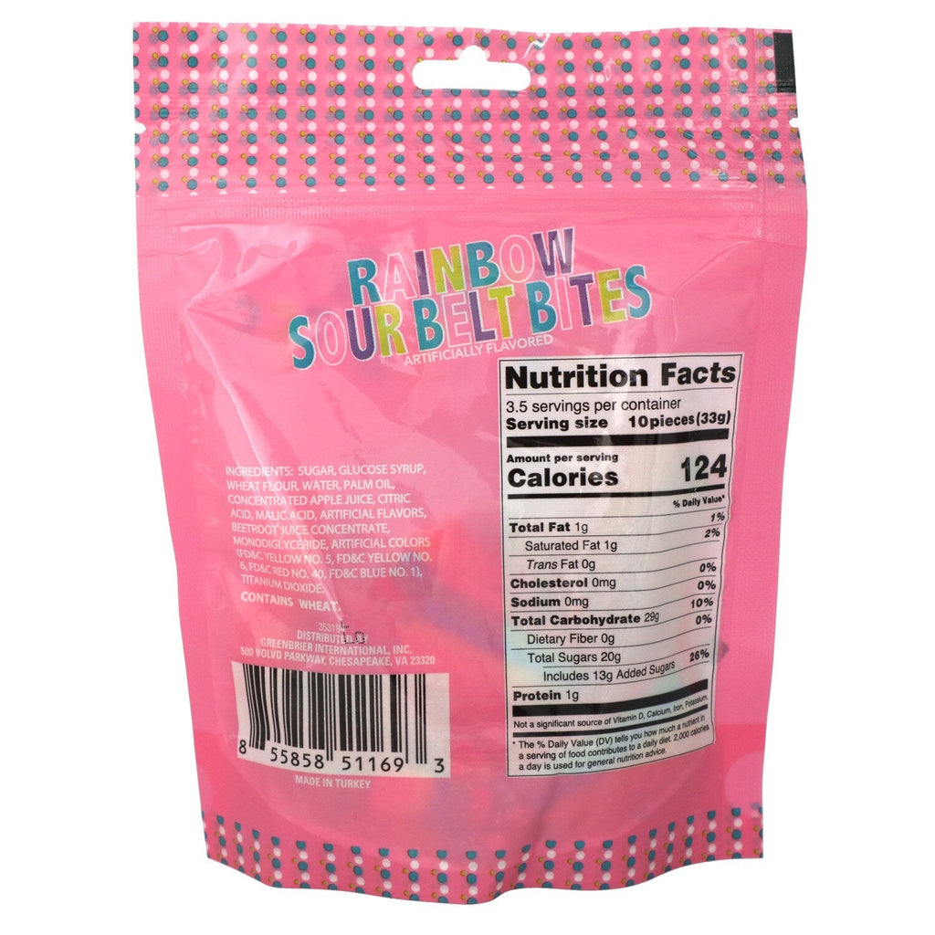 Fruit Juice-Flavored Rainbow Sour Belt Bites, 1-ct.