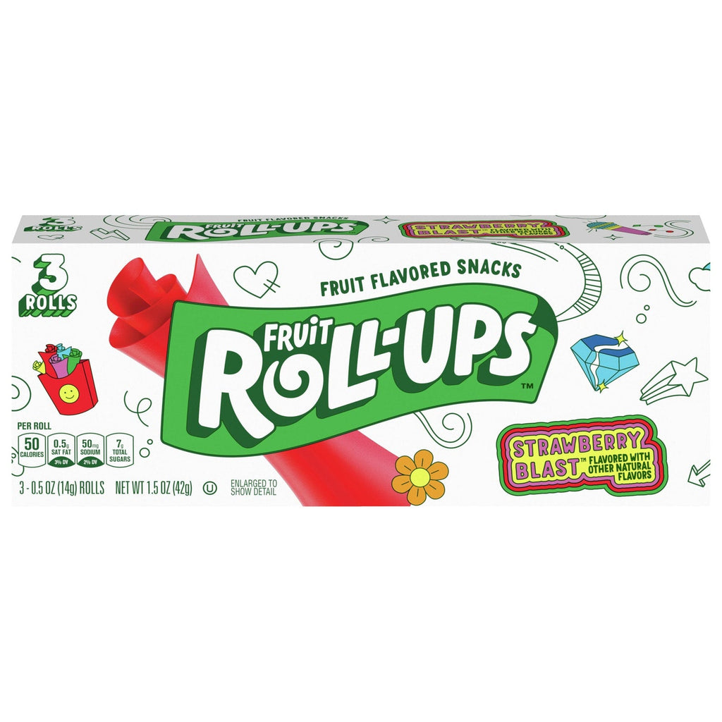 Fruit Roll-Ups Strawberry Blast, 3-pc Pack.
