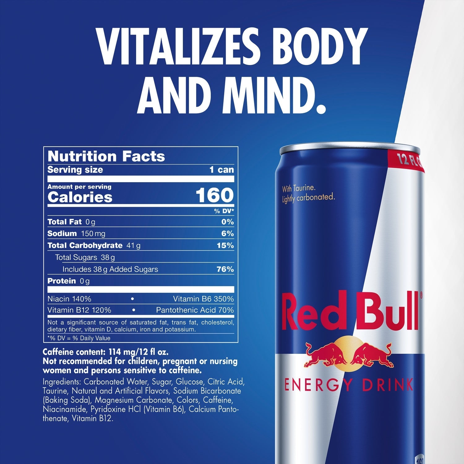 Red Bull Energy Drink, 114mg Caffeine, 12 fl oz Can