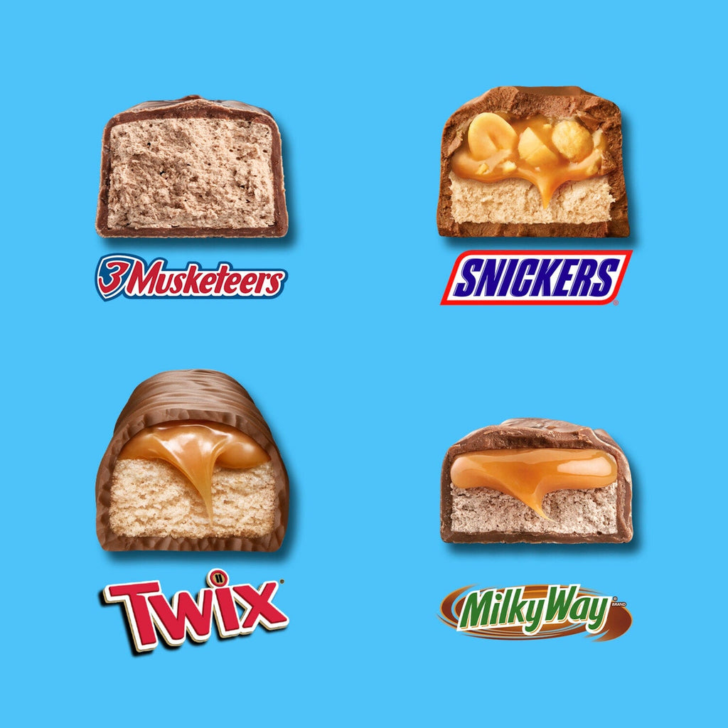 SNICKERS, TWIX, MILKY WAY &amp; 3 MUSKETEERS Minis Chocolate Candy Bars Variety Pack, 8.31 Oz Bag