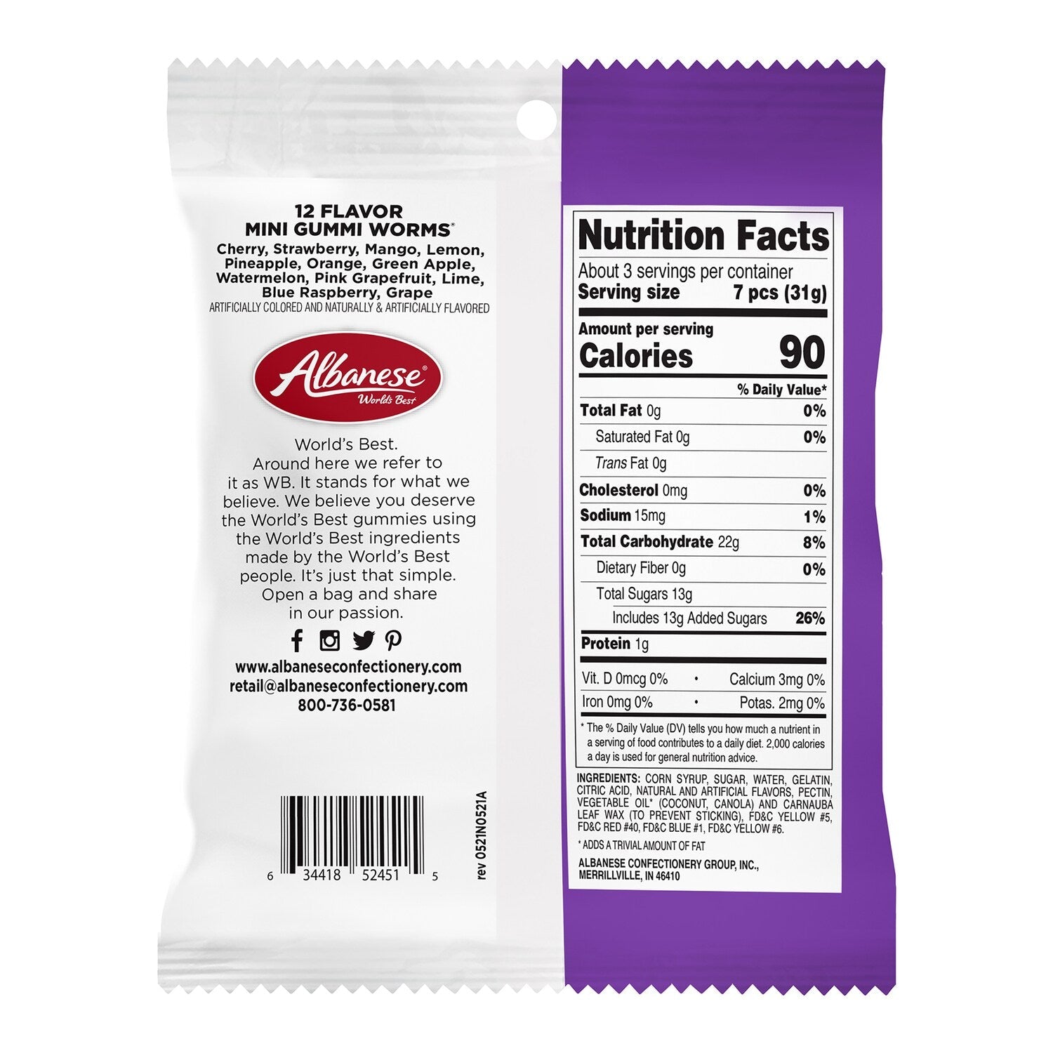 Albanese Mini Gummi Worms, 3.5-oz.