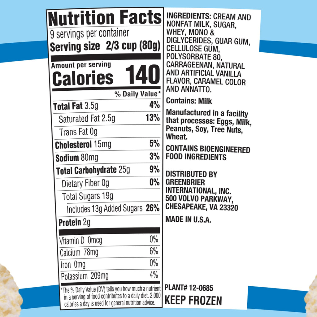 Founder's street Vanilla Flavor Frozen Dairy Dessert, 1-ct.