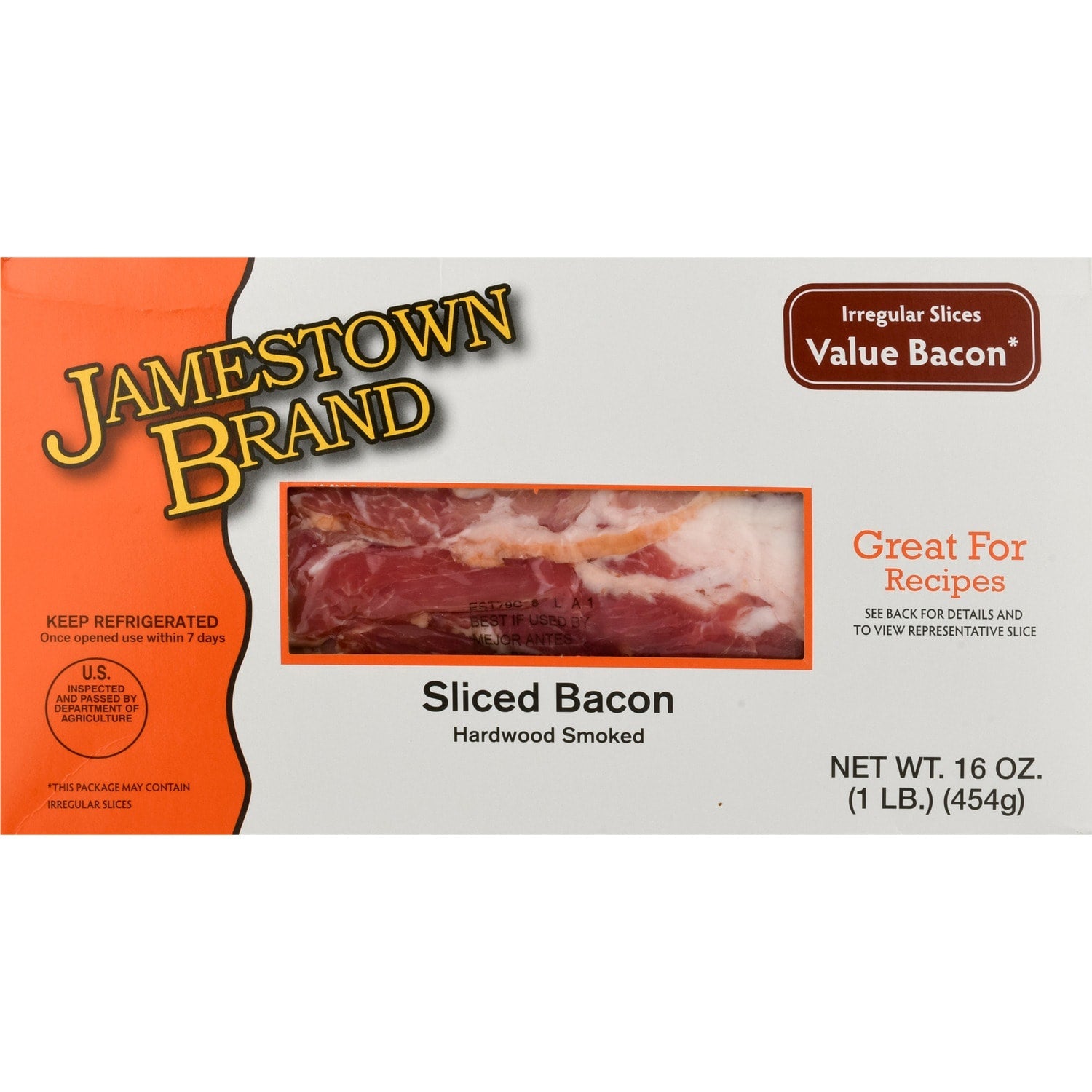 Jamestown Brand Sliced Hardwood Smoked Bacon, 1-ct.