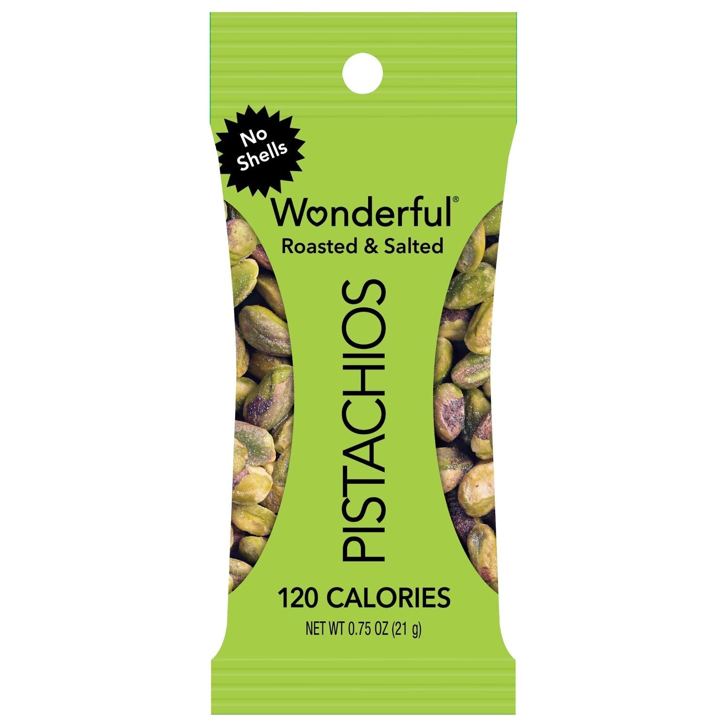 Wonderful Pistachios Roasted &amp; Salted No-Shell Pistachios, .75-oz. Pack