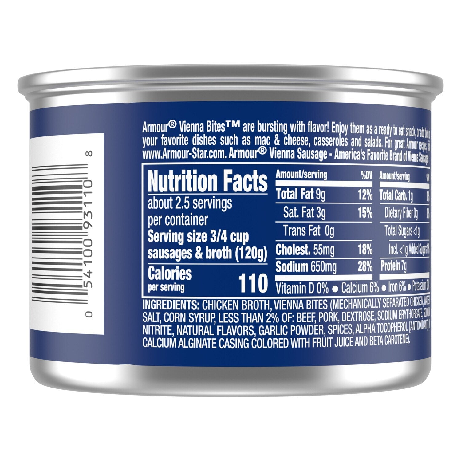 Armour Star Vienna Sausage Bites, Original Flavor, Canned Sausage, 10 oz.