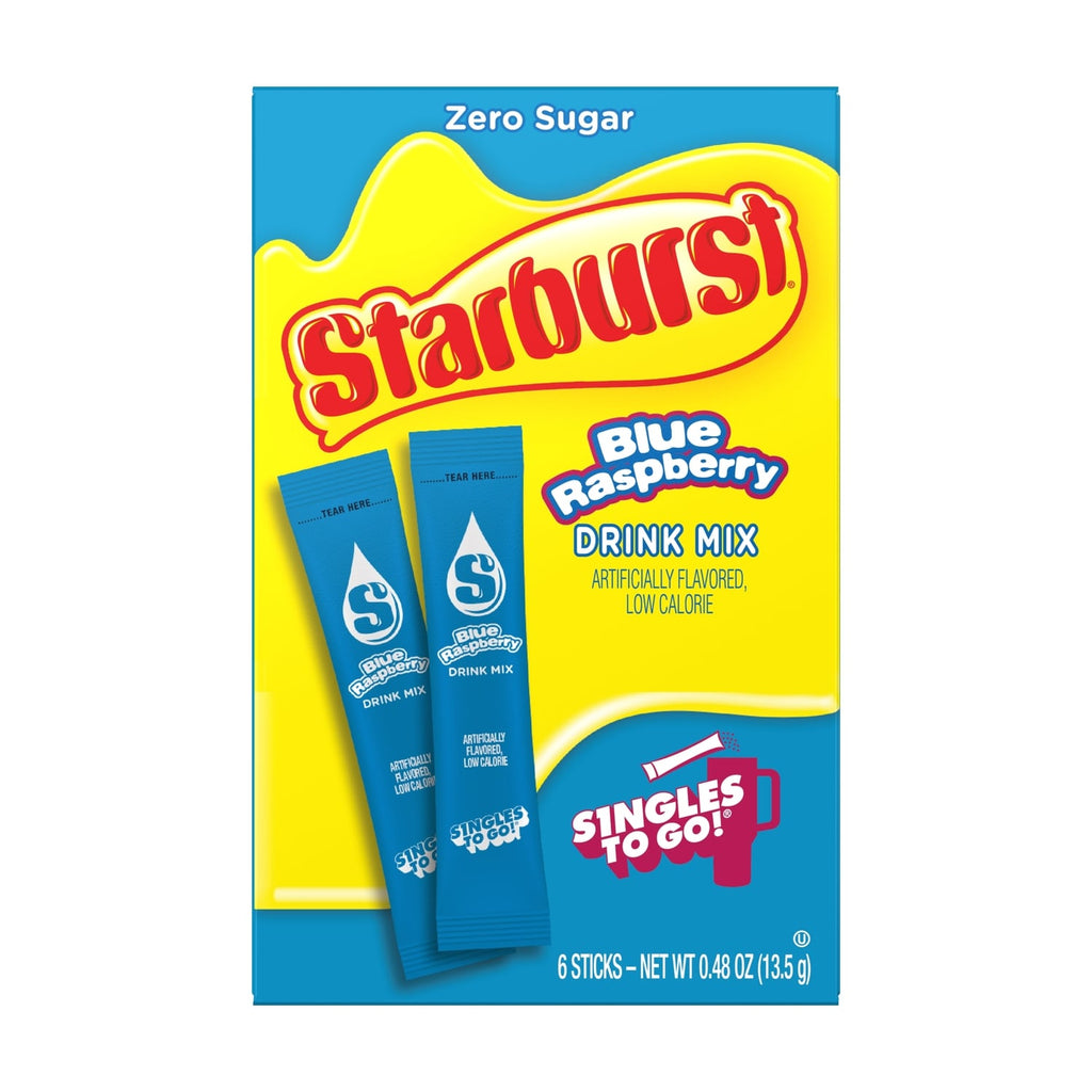 Starburst Blue Raspberry Zero Sugar Drink Mix, 6-pc Pack.